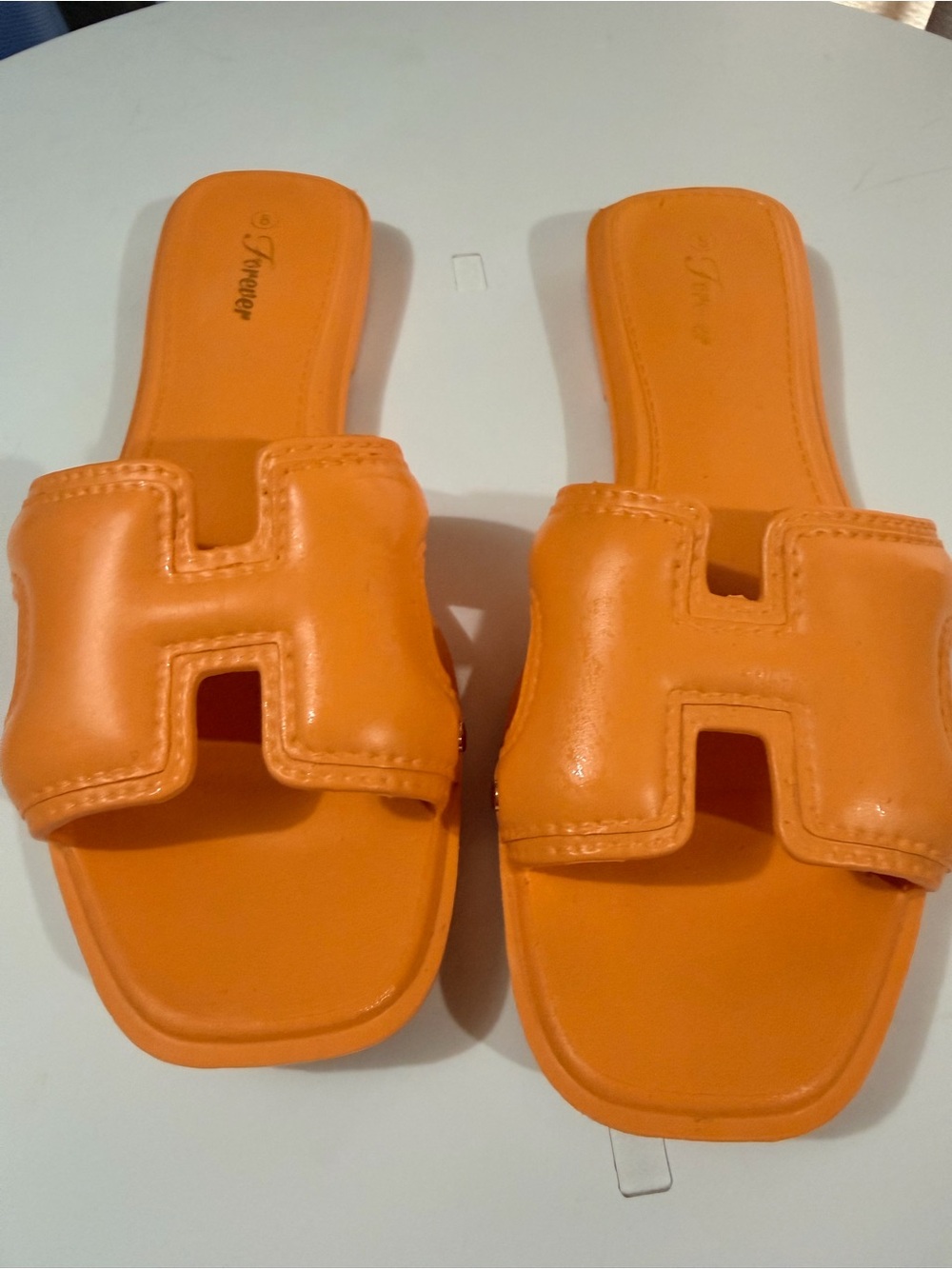 Forever Orange H-Style Slide Mules